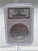 2000 NCG MS69 Millennium Set Silver American Eagle