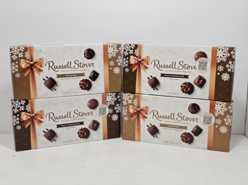 4 BOXES RUSSELL STOVER CHOCOLATES-BB APRIL 2024