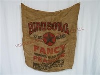 Birdsong Virginia Peanuts Burlap Bag ~ 30"x36"