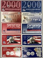 US Mint Unc Coin Sets- 2000, 01, 02, 03, 04