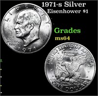 1971-s Silver Eisenhower Dollar $1 Grades Choice U