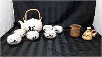 Asian Pottery Tea Set & Pike Studio Pottery -C
