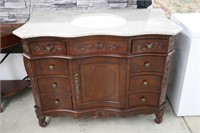 AS NEW CARVED VANITY WITH UNDER COUNTER SINK
