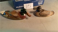 Two wooden ducks, 9 inches, 14 inches