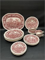 Spode Pink Tower Dinnerware 24 Pieces, 6 Plates,