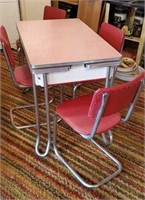 Vintage dinette set with hairpin table, chairs (4)