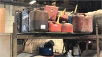 Shelf of Assorted Fuel Cans
