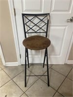 Folding stool w/faux brown suede seat