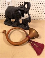 decorative bugle & elephant statuary