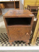 ANTIQUE BURLED HUMIDOR TABLE
