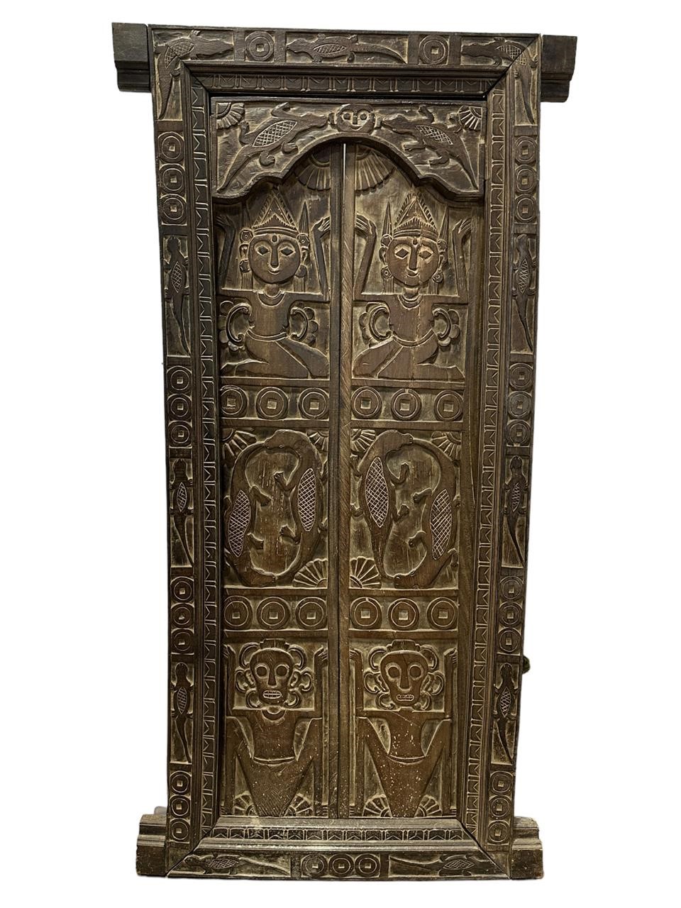 Antique Bali Wood Carved Window