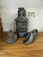 Vintage Boat Lantern & (2) Metal Chocolate Molds -