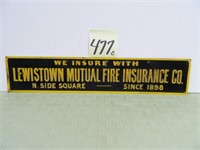 Lewistown Mutual Fire Insurance Co. Tin Sign