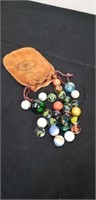 Group of marbles with pouch