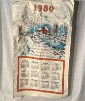 Vintage 1980 Cloth Linen Calendar