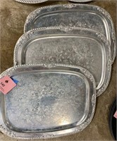 Set of 3 silver plated cake serving trays