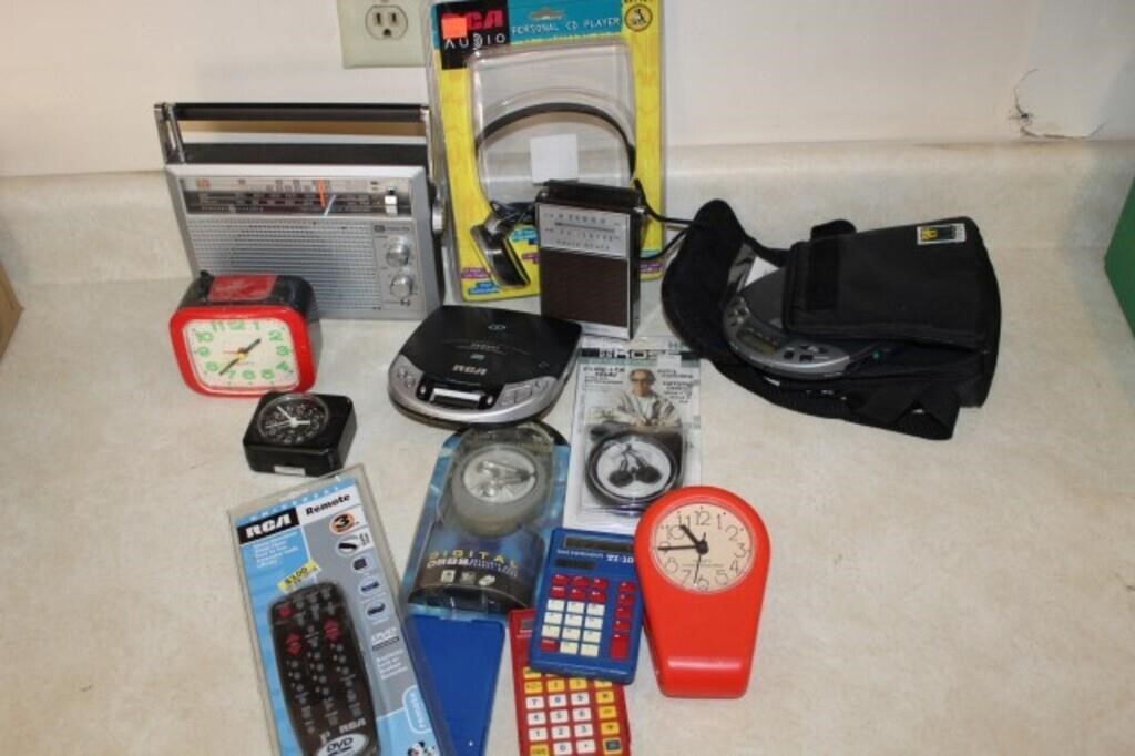 Lot with Electronics: Radio, (2) Disc Men, Remotes