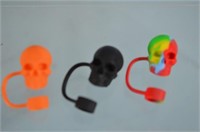 Set of 3 Skull Straw Toppers  NEW