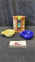 Pottery soup bowls with holder