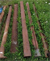 Lot of 9 pieces of iron posts, scrap metal. Approx