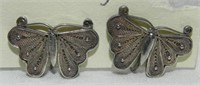 Pair of Vintage Sterling Butterfly Screw Earrings