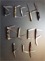 12 small knives The Heal, Camillus, Boker, etc.