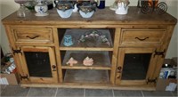 Wood Entertainment Stand W/ Glass Doors