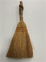 Short old handmade burl wood straw broom