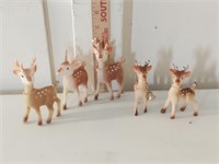 5 Vintage Tacky Soft Rubber Reindeer