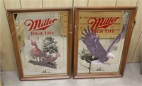 (2) Miller High Life Mirror Pictures -Buck & Eagle