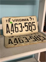 Pair of 1971 VA License Plates