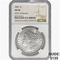 1896 Morgan Silver Dollar NGC AU58 J.B.H. Collect