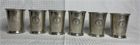 6 Commonwealth Of KY English Pewter Julep Cups