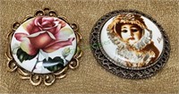 One pair of Victorian themed ladies lapel pins