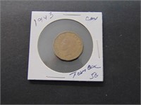 1943 Canadian Tombac 5 cent Coin