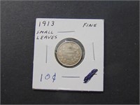 1913 Small Laves Canadian 10 cent Coin
