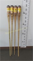 New Wide Mouth Bamboo Tiki Torch 4 Pc Lot