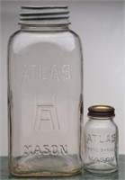 Rare Atlas 100ml & Half Gallon Mason Jars (2)