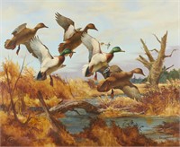 Fred Sweney Mallards Oil on Canvas Painting