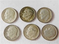 6 Liberty dimes 1960's