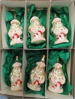 6 HEARTY SANTA OLD WORD CHRISTMAS ORNAMENTS