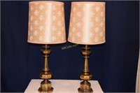 2 Brass Lamps w/Shade 34" tall