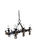 6 Arm French Wrought Iron Light Fixture