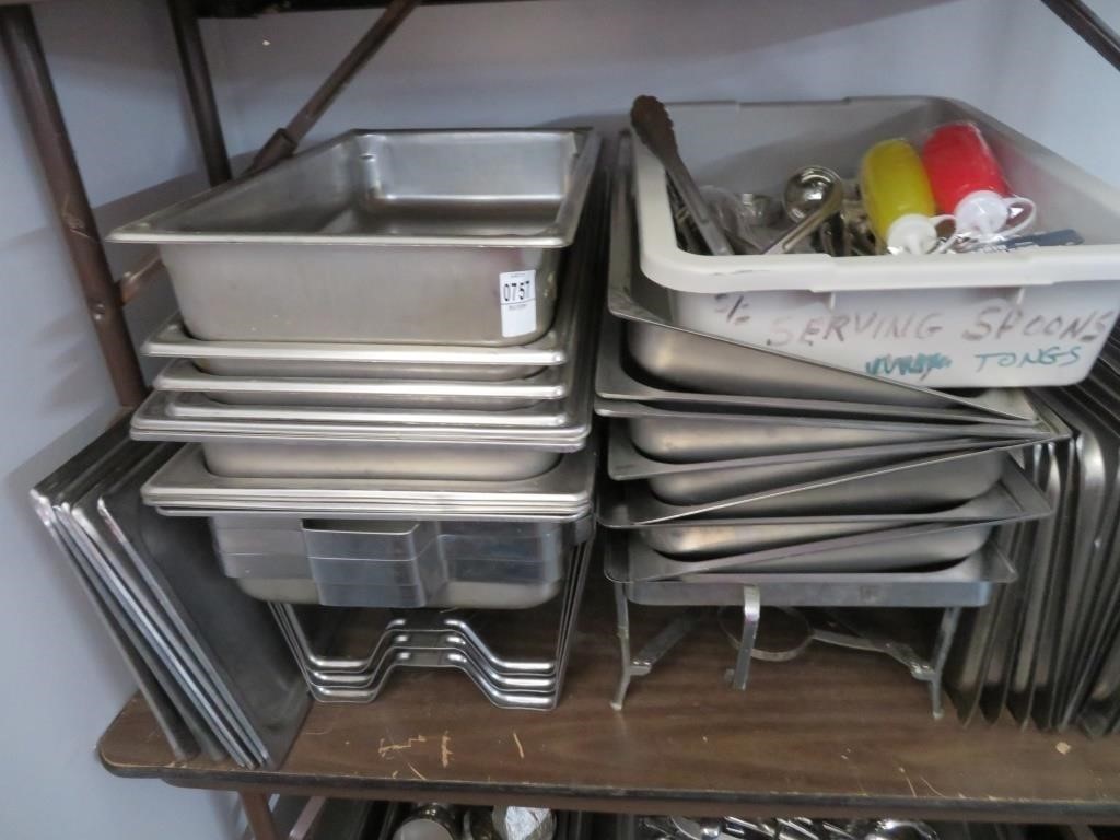 3 shelves of chafing dishes