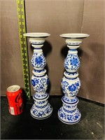 Bombay Porcelain Cobalt Blue candle holders X 2