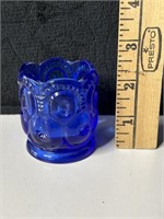 LE Smith Cobalt Blue Glass Votive Toothpick Holder