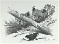 Ken Bucklew Signed Print Red Fox Pups