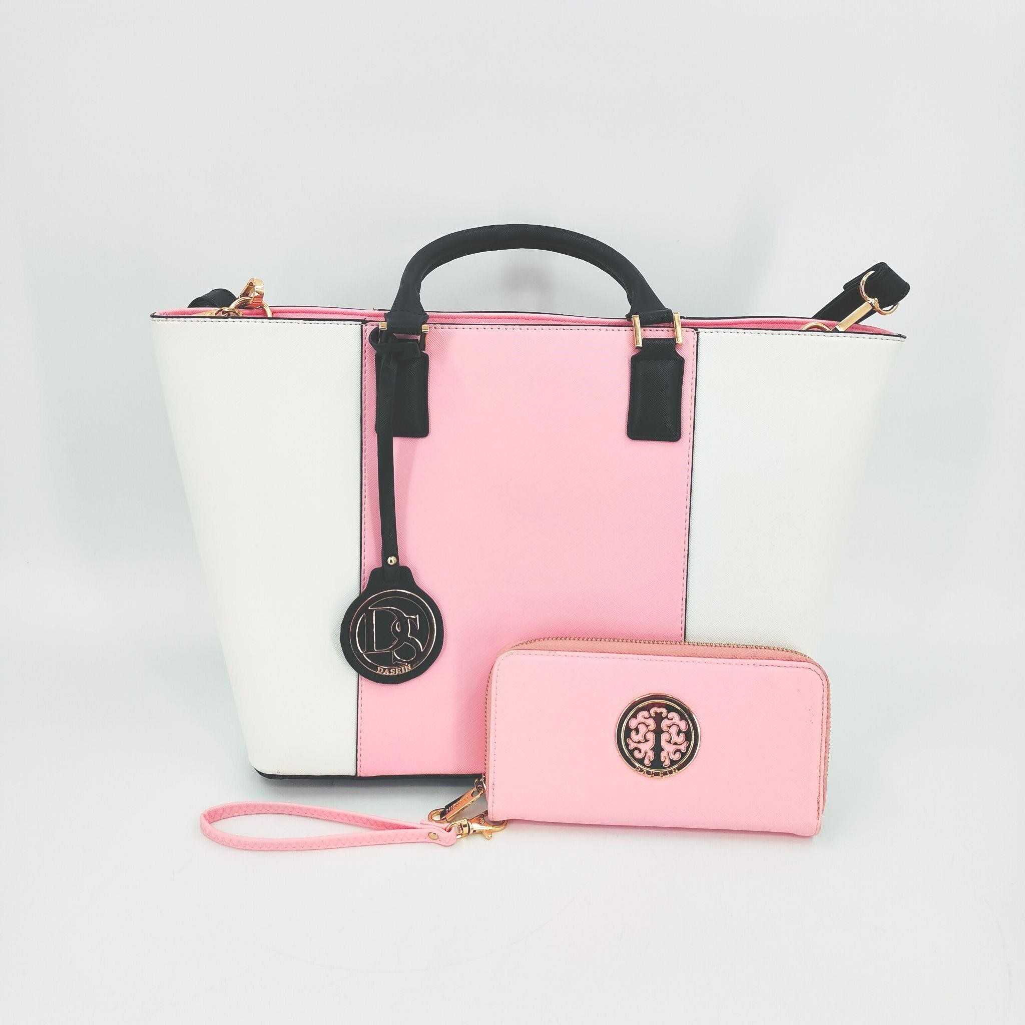Dasien Pink & White Structured Purse with Wallet