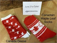 2 Pairs of Ladies "Canadian" Themed Socks