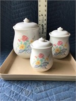 Ceramic Kitchen Containers Lot of 3 with Tops